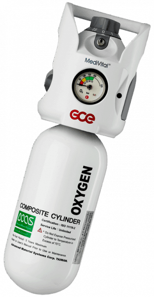 Carbon composite oxygen cylinder with valve